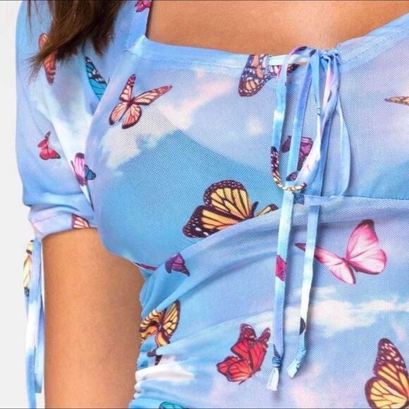 Motel Women's Blue and Pink Dress - Picture 3 of 8